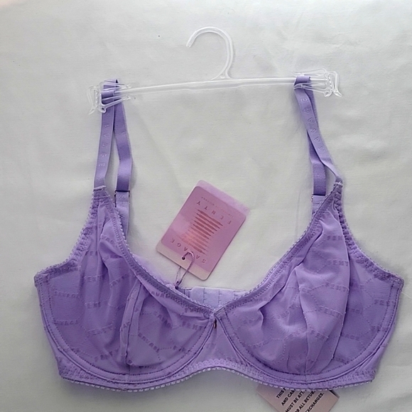 NWT Savage Fenty Flocked Logo Unlined Demi Bra Lavender - Picture 2 of 6